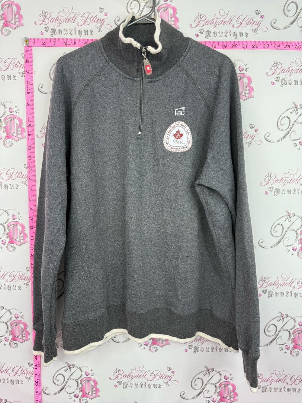 Hbc 2006 Canada Olympic team unisex Charcoal Quarter-Zip Pullover Sweater - IBC